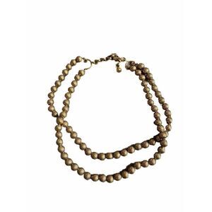 Vintage Necklace Collar Gold Plated Engraved Beaded Double Layer